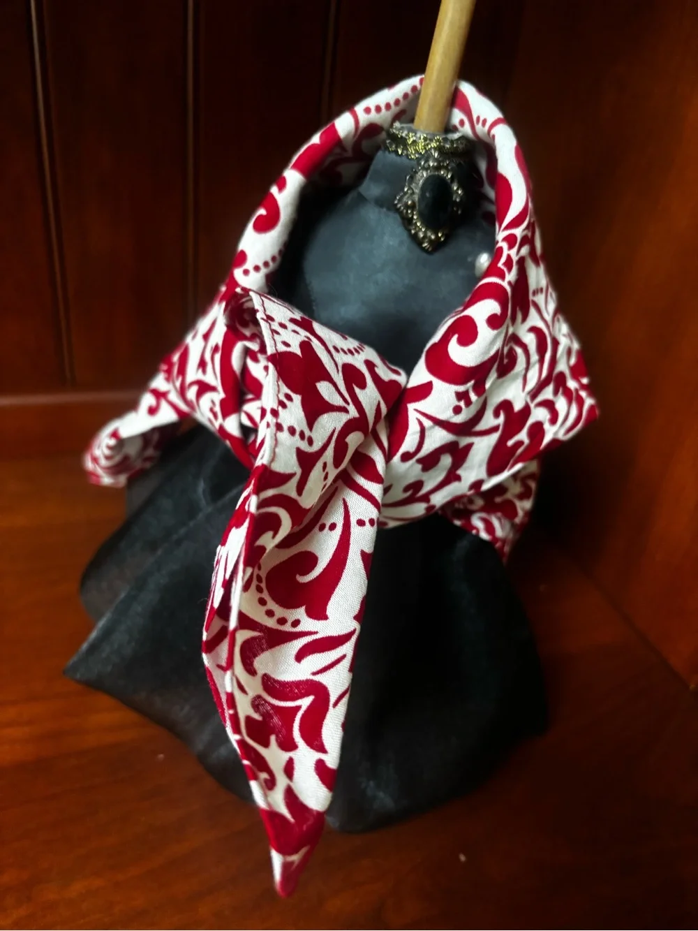 Red and White Patterned Women's Scarf - Unbranded